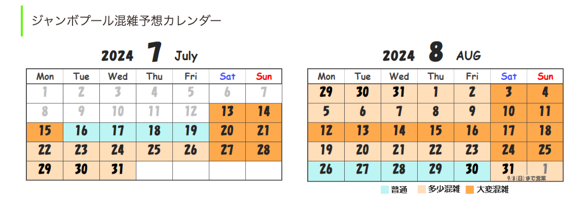 辻堂ジャンボプール混雑予想